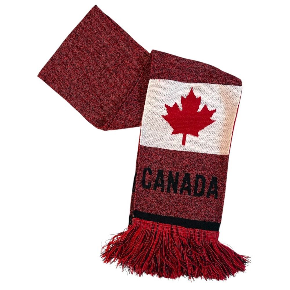 Canada Flag Fringe Scarf in Red & White